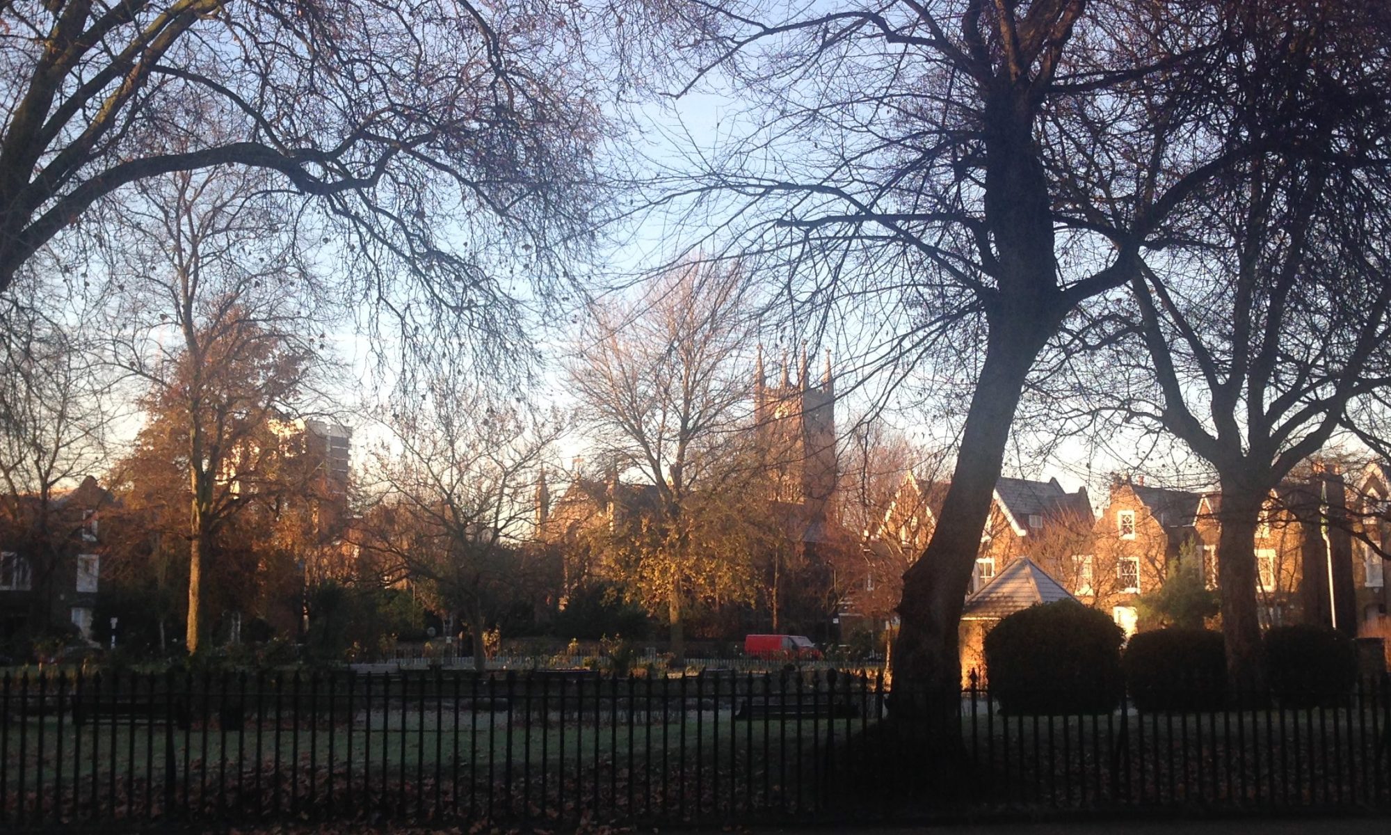 View over the square in DeBeavour Town, Hakney